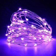Χριστουγεννιάτικα 100 mini slim led μωβ φως λαμπάκια (φωτάκια) με ασημί καλώδιο χαλκού σε σειρά σταθερά 1500cm στεγανά IP44 