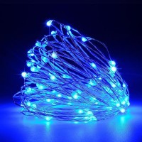 Χριστουγεννιάτικα 100 mini slim led μπλε φως λαμπάκια (φωτάκια) με ασημί καλώδιο χαλκού σε σειρά σταθερά 1500cm στεγανά IP44 