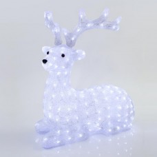 Χριστουγεννιάτικος διακοσμητικός τάρανδος led καθιστός ακρυλικός 3D με 200 ψυχρά λευκά led 74cm x 36cm x 73cm στεγανός IP44