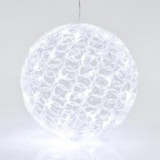 Χριστουγεννιάτικη ακρυλική μπάλα Φ30cm φωτιζόμενη με 60 led ψυχρό λευκό φως κρεμαστή στεγανή αδιάβροχη IP44