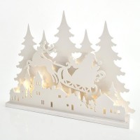 Χριστουγεννιάτικο φωτιζόμενο διακοσμητικό έλκηθρο και Άη Βασίλη με 89 mini led θερμό λευκό φώς 80cm x 60cm στεγανό IP44