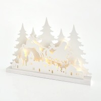 Χριστουγεννιάτικο φωτιζόμενο διακοσμητικό με 40 mini led θερμό λευκό σχέδιο έλκηθρο και Άη Βασίλη 60cm x 40,5cm στεγανό IP44