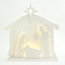 Χριστουγεννιάτικη φωτιζόμενη διακοσμητική φάτνη επιτραπέζια με 45 mini led θερμό λευκό 70cm x 71cm στεγανή IP44