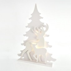 Χριστουγεννιάτικο φωτιζόμενο διακοσμητικό δέντρο με ταράνδους επιτραπέζιο με 42 mini led θερμό λευκό 110cm x 77cm στεγανό IP44