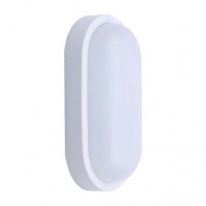Φωτιστικό απλίκα τύπου καραβοχελώνα led 12W 4000Κ ενδιάμεσο λευκό φως οβάλ τοίχου (επίτοιχο) 20,5cm πλαστικό χρώματος λευκό στεγανό IP54 1020lumens