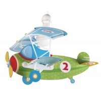Φωτιστικό παιδικό μονόφωτο σειρά Baby Planes (αεροπλάνα) κρεμαστό οροφής πράσινο E27 με κιτ ανάρτησης 