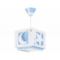 Φωτιστικό παιδικό μονόφωτο σειρά Moon blue (φεγγάρι-αστέρι μπλέ) κρεμαστό οροφής διπλού τοιχώματος E27 με κιτ ανάρτησης φωσφορίζον (δώρο μια λάμπα LED E27)