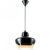 Φωτιστικό μονόφωτο κρεμαστό vintage με γυαλί black glamour 5 με ντουί Ε27 x 1 χρώματος μαύρο μελί διάμετρος 25cm