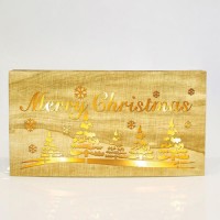 Χριστουγεννιάτικη διακοσμητική επιγραφή Merry Christmas ξύλινη φωτιζόμενη μπαταρίας 2ΑΑ με 8 led θερμό λευκό φώς 34cm x 18cm