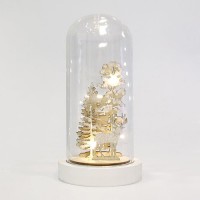Χριστουγεννιάτικο γυάλινο διακοσμητικό φωτιζόμενο με τάρανδο 10cm x 20cm μπαταρίας 2ΑΑ με 10 led θερμό λευκό φώς 