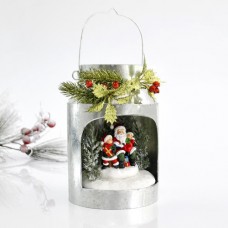 Χριστουγεννιάτικο φαναράκι διακοσμητικό φωτιζόμενο led με Αγιο Βασίλη 13,5cm x 29cm μπαταρίας 3ΑΑA θερμό λευκό φώς 