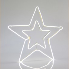Χριστουγεννιάτικο διπλό αστέρι με 360 led και 3 μέτρα neon φωτοσωλήνα λευκό φώς 55cm x 55cm εξωτερικού χώρου στεγανό IP44
