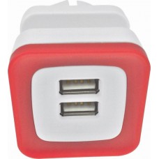Αντάπτορας από σούκο σε δύο (2) θύρες USB 5V DC 2,4A χρώμα κόκκινο