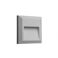 Led φωτιστικό τετράγωνο 2W με κάλυπτρο απλίκα τοίχου διαδρόμου εξωτερικού χώρου πλαστικό θερμό φως 3000Κ χρώμα γκρι (ασημί) στεγανό IP65 