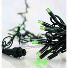 Χριστουγεννιάτικα 100 led λαμπάκια (φωτάκια) πράσινο φως σε σειρά με επέκταση (έως 9 συσκευασίες) και πράσινο καουτσούκ καλώδιο 1160cm στεγανά IP65