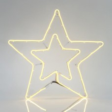 Διπλό αστέρι Χριστουγεννιάτικο με 360 led και 3 μέτρα Neon φωτοσωλήνα θερμό λευκό φώς 58cm x 56cm εξωτερικού χώρου στεγανό IP44