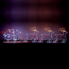 Χριστουγεννιάτικος Άι Βασίλης με 3 ταράνδους 696 led πρόγραμμα και 25 μέτρα φωτοσωλήνα 500cm x 120cm (5 μέτρα) εξωτερικού χώρου στεγανός IP44