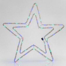Χριστουγεννιάτικο αστέρι διπλό χρωματιστό πολύχρωμο με πρόγραμμα 72 led και 3 μέτρα φωτοσωλήνα 55cm x 56cm στεγανό IP44 εξωτερικού χώρου