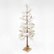 Χριστουγεννιάτικο δέντρο χιονισμένο με berry φωτιζόμενο 132 led λαμπάκια θερμό λευκό φως διαστάσεων 210cm x 80cm μη στεγανό IP20