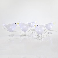 Χριστουγεννιάτικα διακοσμητικά led λευκά πουλάκια φωτιζόμενα 16,5cm x 9cm x 12,5cm ακρυλικά με 40 ψυχρά λευκά led στεγανά αδιάβροχα IP44