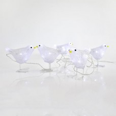 Χριστουγεννιάτικα διακοσμητικά led λευκά πουλάκια φωτιζόμενα 16,5cm x 9cm x 12,5cm ακρυλικά με 40 ψυχρά λευκά led στεγανά αδιάβροχα IP44
