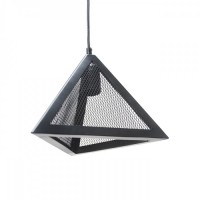Φωτιστικό μονόφωτο κρεμαστό μεταλλικό διάτρητο σχήμα τρίγωνο Φ24cm χρώματος μαύρο και ντουί 1 x E27 για λάμπες led Edison  