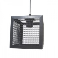 Φωτιστικό μονόφωτο κρεμαστό μεταλλικό διάτρητο σχήμα τετράγωνο Φ16cm χρώματος μαύρο και ντουί 1 x E27 για λάμπες led Edison  