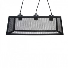 Φωτιστικό τρίφωτο πολύφωτο κρεμαστό μεταλλικό διάτρητο σχήμα ορθογώνιο 55cm x 18cm χρώματος μαύρο και ντουί 3 x E27 για λάμπες led Edison  