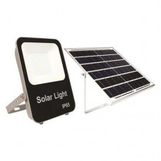 Προβολέας led 50W smd ηλιακός με φωτοβολταϊκό panel 4000Κ ενδιάμεσο λευκό φως 6V DC χρώματος μαύρο στεγανός IP65 4250lumens