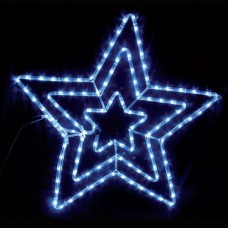 Χριστουγεννιάτικο αστέρι led τριπλό ψυχρό λευκό φώς με πρόγραμμα και 4,70 μέτρα φωτοσωλήνα 60 x 60cm στεγανό IP44