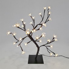 Χριστουγεννιάτικο δέντρο 45cm κερασιά με 36 led θερμό λευκό φώς και λουλούδια σιλικόνης